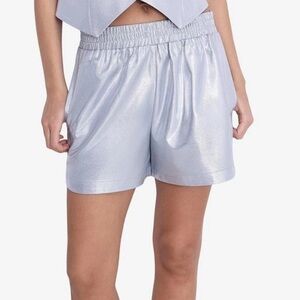 NOISY MAY New Metallic Silver Effi Dolphin Hem Disco Shorts Pockets Size Medium